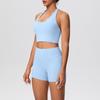 Solid Color Halter Sports Bra & Shorts Fitness Set