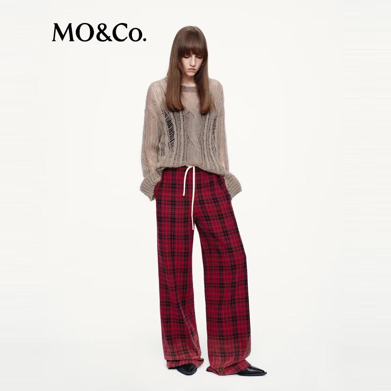 

MO&Co. Женские хлопковые клетчатые повседневные брюки с высокой посадкой M