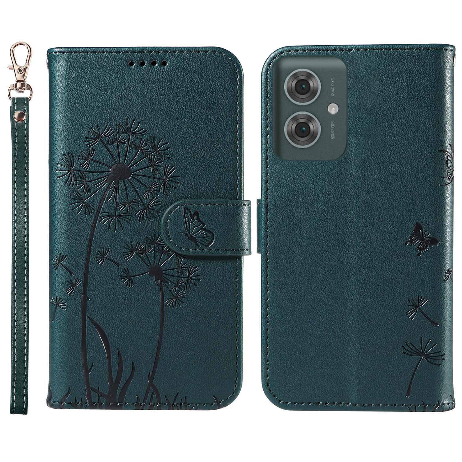 

For Motorola Moto G55 5G Leather Case Wallet Phone Cover Dandelion Imprint Blue