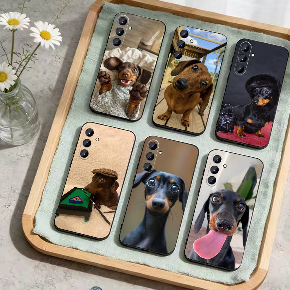 Dachshund Sausage Dog Phone Case For Samsung Galaxy A73,21,22,32,71,53,52,51,80,5G Soft Black Cover