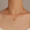 Dolphin Couple Pendant Necklace with Sparkling Stone Center Gold Tone Delicate Chain for Women