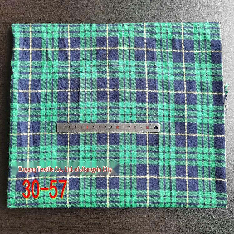 Spot Color-Woven Plaid Jacquard Fabric for Children's Autumn/Winter Brushed Polyester-Cotton Shirts