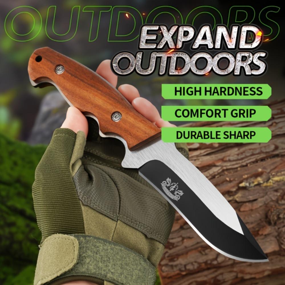 Outdoor Portable Knife, Stainless Steel Shadow Wood, High Hardness Small Straight Knife, Multifunctional Fruit Knife, Hand Handle Meat Knife