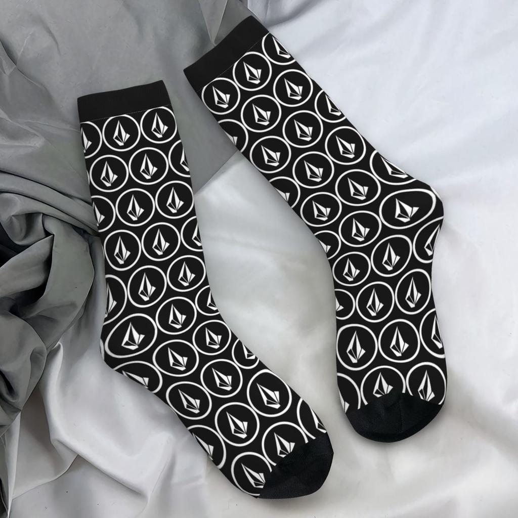 Volcom Logo Socks Diamond Vintage Stockings Unisex Men High Quality Skateboard Socks Autumn Design Anti Slip Socks