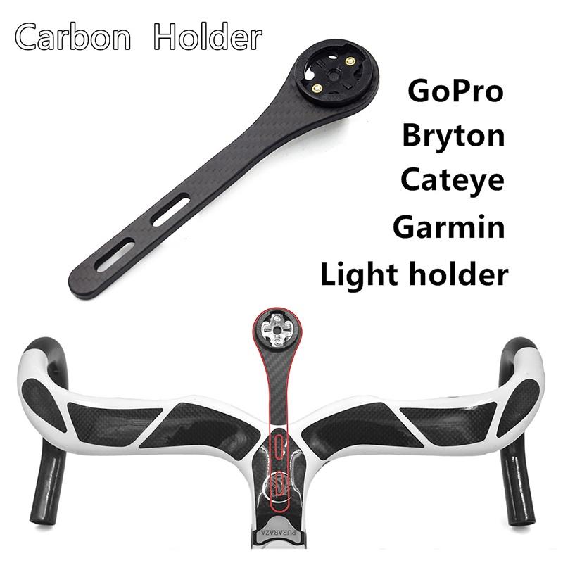 Short Version Bicycle Computer Mount Full Carbon 3K Road MTB Handlebar Mount Holder Support For Cateye Bryton IGpsport Blackbird