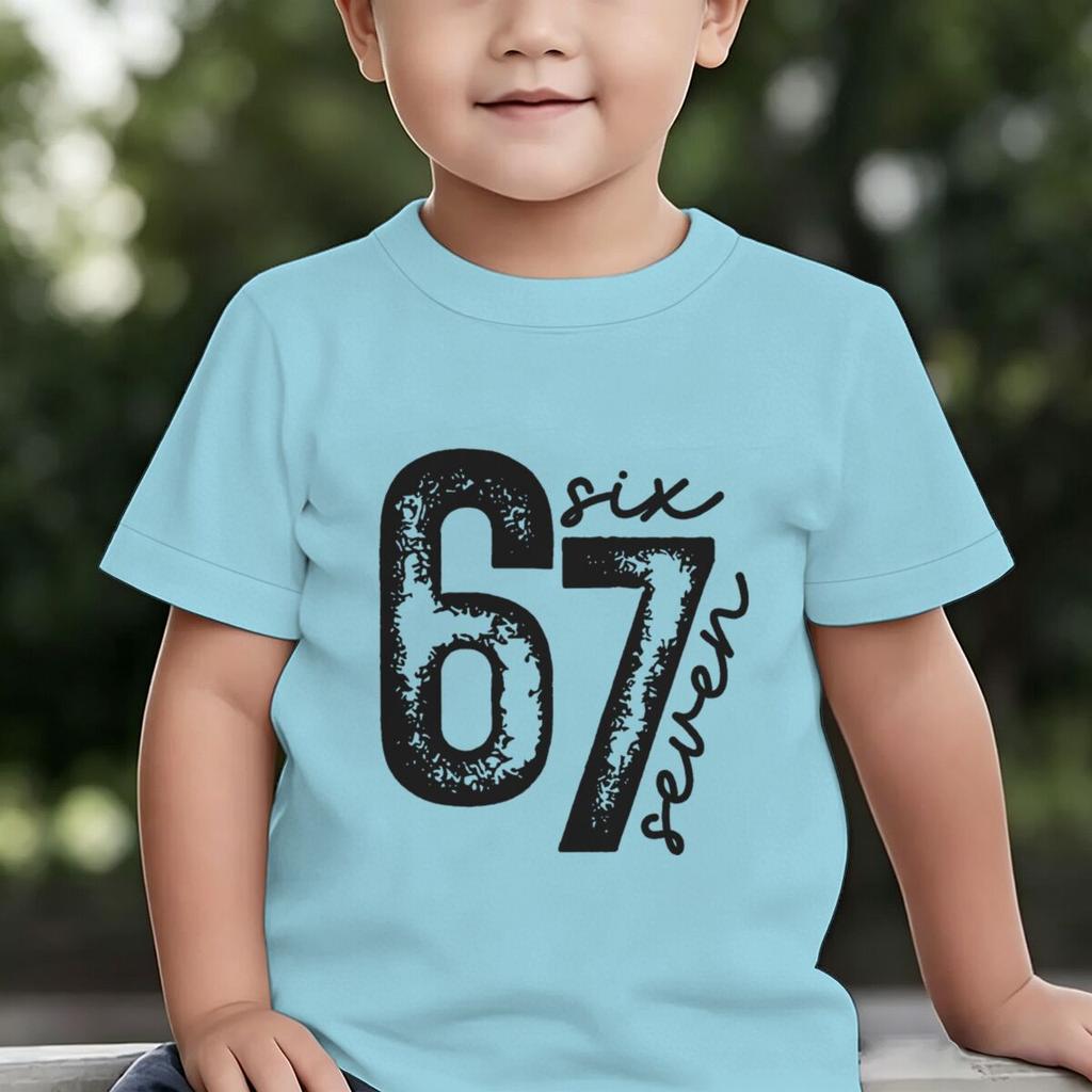 Kids Vintage Six Seven Tshirt Number 67 with Six Seven Print Tee Girl Boy 7th Birthday Tshirts Soft Cotton Tee Top