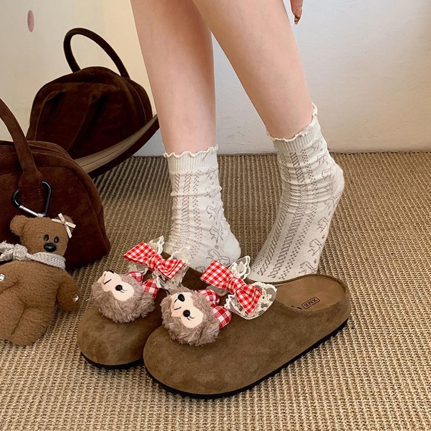 Internet celebrity cartoon cute thick-soled bag head slippers women's summer wear 2025 new models with skirts versatile half-drag Birkenstocks