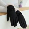 Warm Gloves for Autumn and Winter Women's German Velvet Bow Outdoor Riding Driving Plus Velvet Thickened Cold Proof Touch Screen Gloves