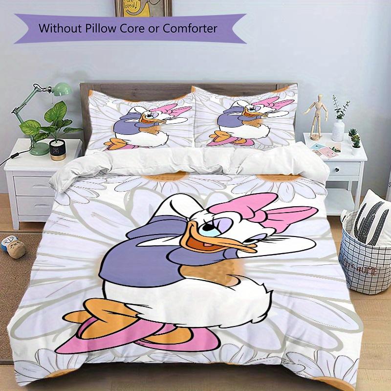 3pcs Daisy Duck Floral Print Cover Set Ultra Soft, Breathable, and Comfortable Bedding with Stylish Design for Bedroom and Guest Room Decor