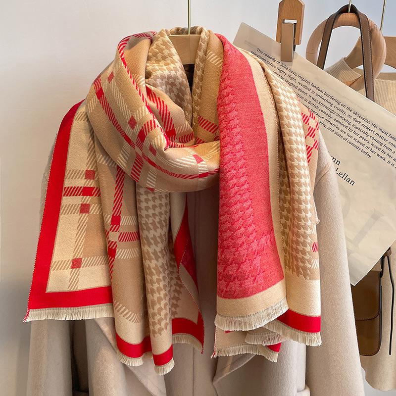 Qiandongge Imitation Cashmere Scarf Women's Thermal Scarf Fashion Color Matching Long