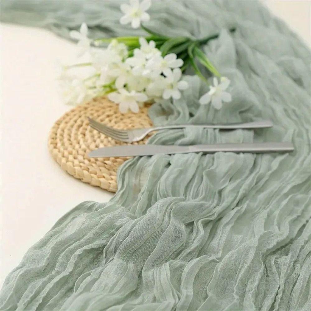 Boho Embroidery Daisy Table Runner Semi-Transparent Floral Tablecloth Colorful Table Cover  Party