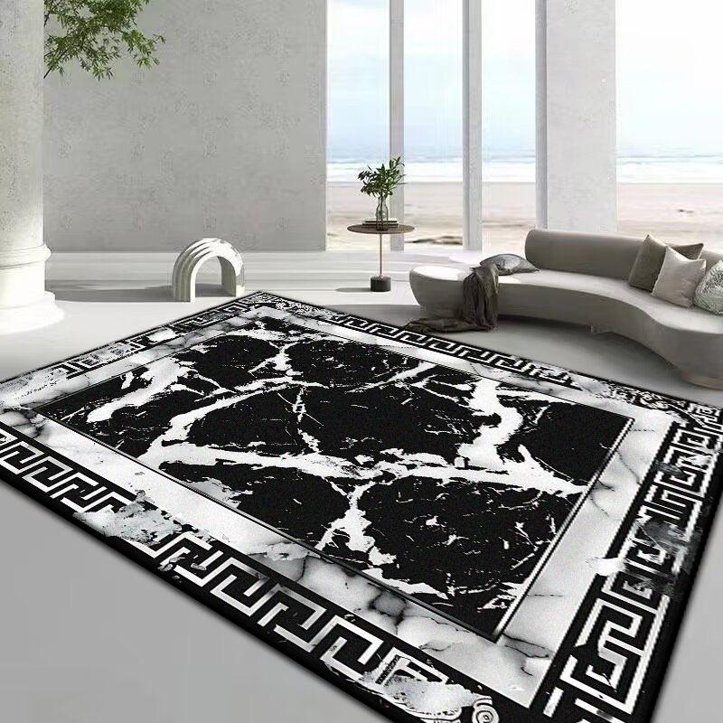 Black White Marble Carpet for Living Room Light Luxury Decoration Non-slip Rugs Bedroom Lounge Sofa Coffee Table Floor Mat