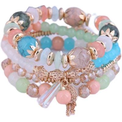 Bohemian Tassel Multilayer Crystal Bead Bracelet