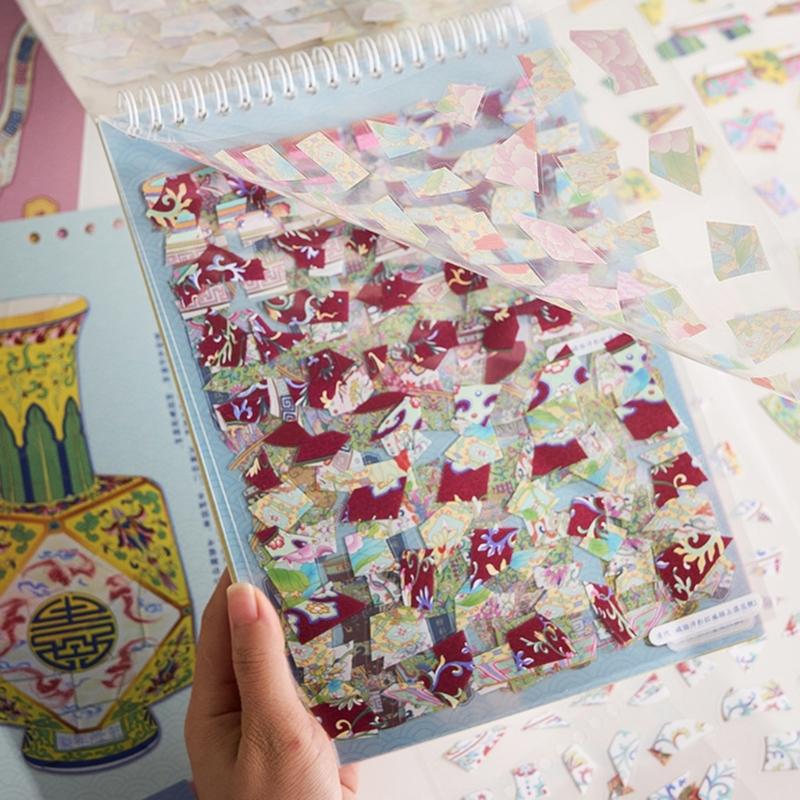 Miniature Ceramic Art Sticker Porcelain Scenery PET Sticker For Journaling Notebook Photo Album Scrapbooking Supplies