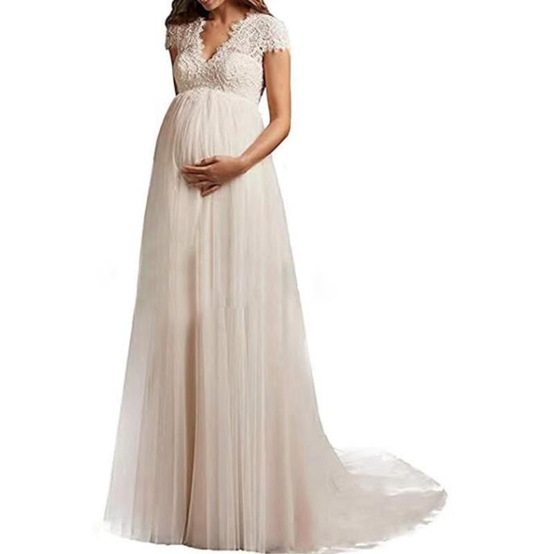 Simple wedding dress European and American Mori pregnant women high waist large size small trailing white wedding dress high sense