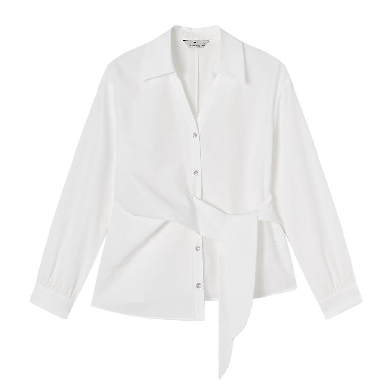 

Women s V-Neck Long-Sleeve Waist-Tie Shirt S