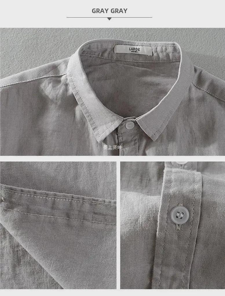 Lässiges Retro-Kurzarm-Leinenhemd für Herren – schlicht, locker und leicht