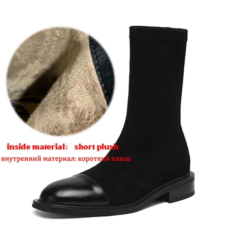 

Krazing Po Микрофибра Флок Зима Круглый Носок Размер 33 Ботильоны Челси Размер 43 Молния Высокое Качество Низкий Каблук Ботильоны 43