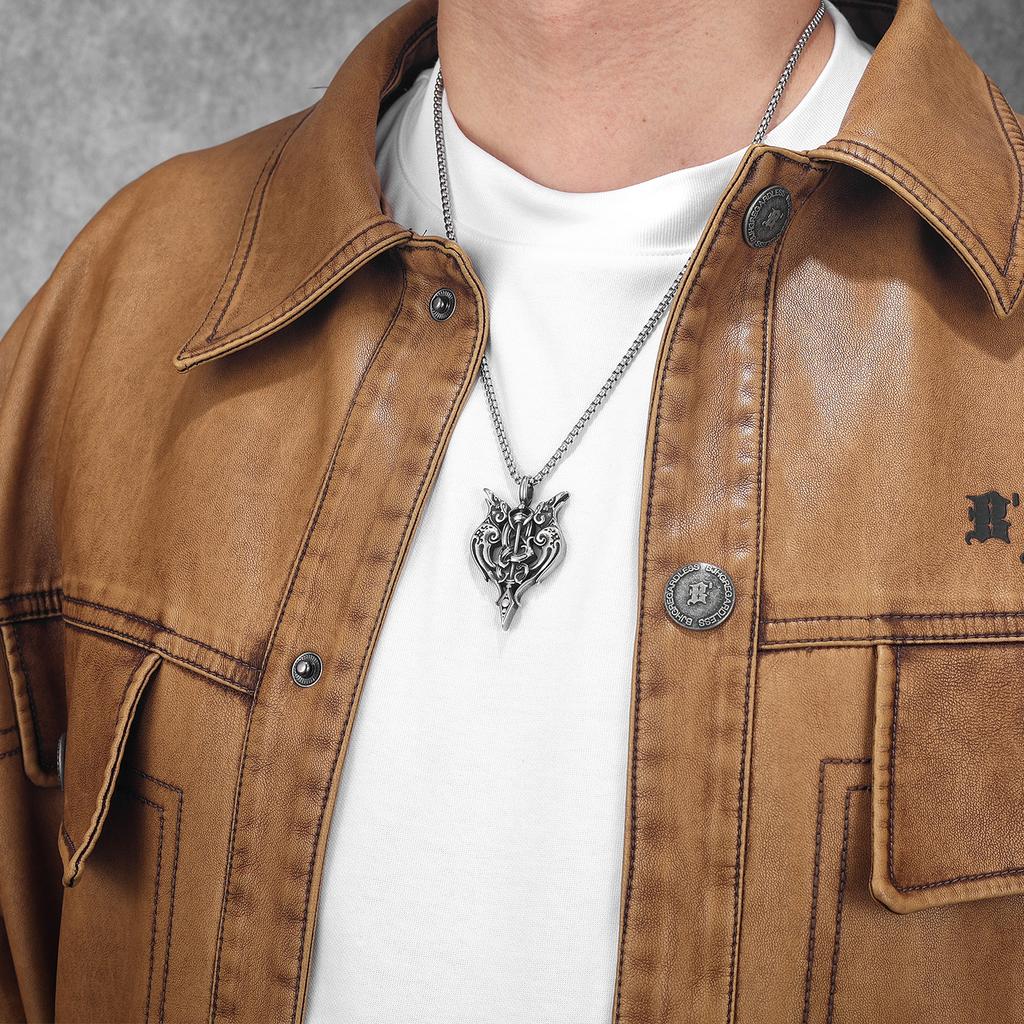 Viking Raven Men Necklaces Stainless Steel Sword Pendant Chain Women Punk Fashion Jewelry New in Accessories Gifts