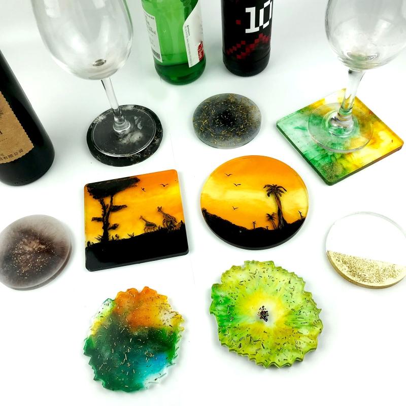 Resin Coaster Mold 5Pcs Silicone Moulds for Resin Casting,Agate Coaster Epoxy Molds Epoxy Resin Casting Mould Home Decor