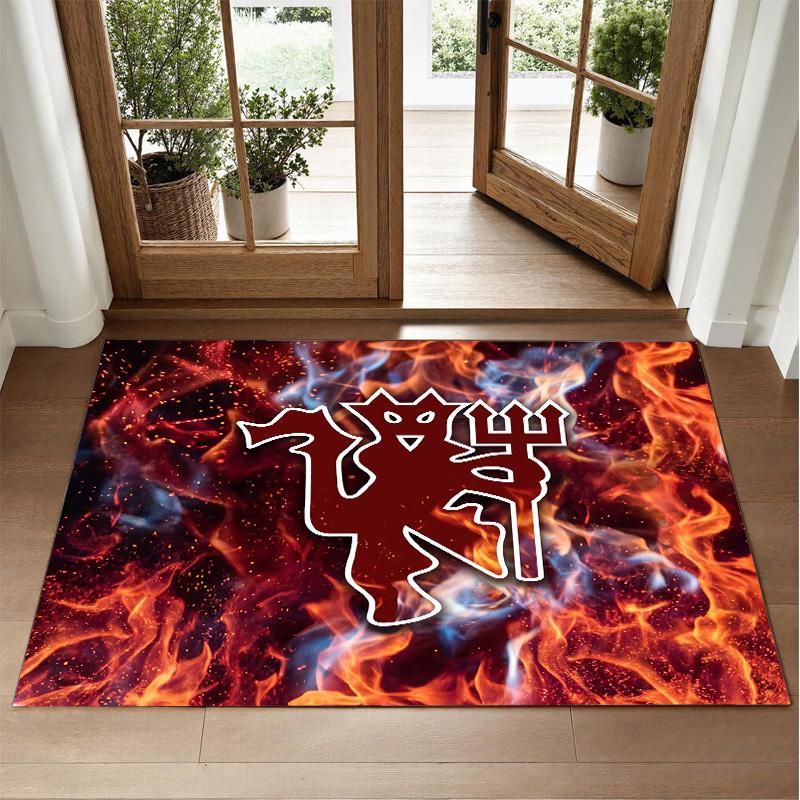 Manchester United FC Design Crystal Velvet Rug Soft Decorative Mat for Bedroom Entrance