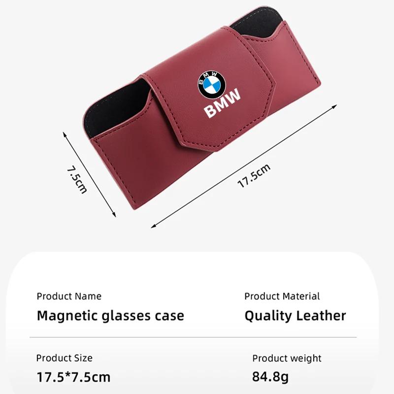 BAAX1 Car Sticker For BMW Magnetic Leather Car Sun Visor Glasses Storage Sunglasses Case Accessory For BMW E90 E60 E46 E39 F30 F10 E87