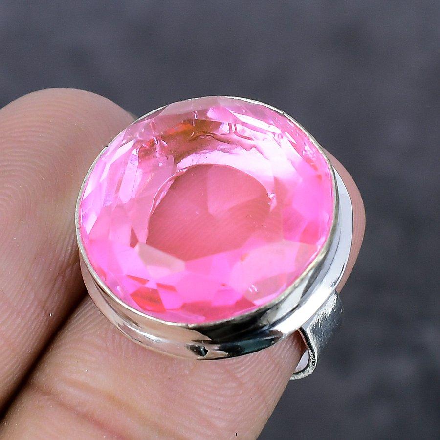 Pink Rubillite Gemstone 925 Sterling Silver Jewelry Ring Size 7