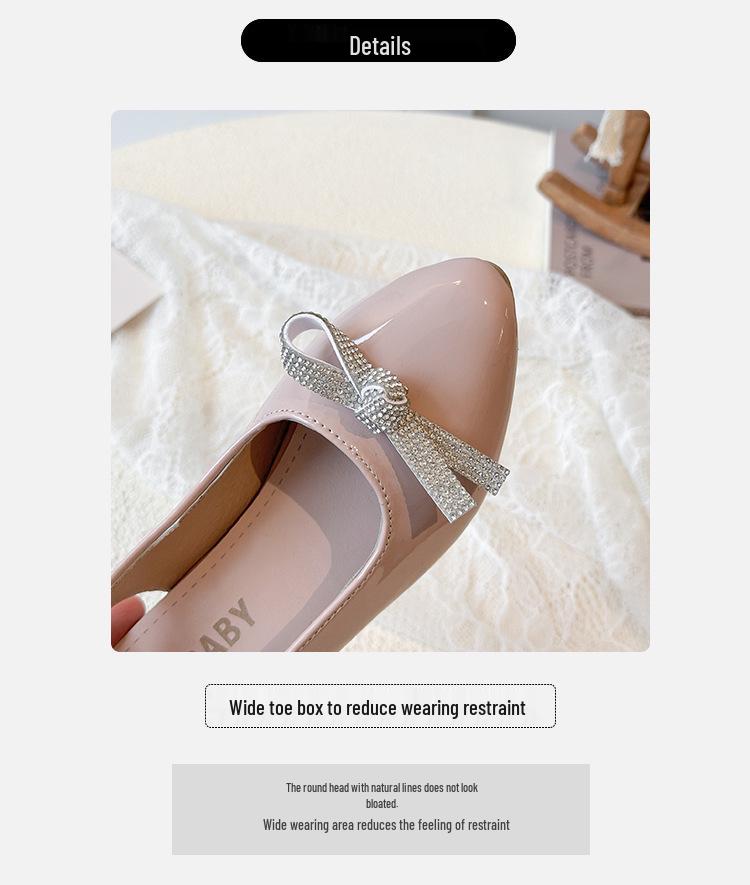 2025 Girls' Spring/Summer Butterfly Rhinestone High Heel Sandals in Mirror Patent Leather