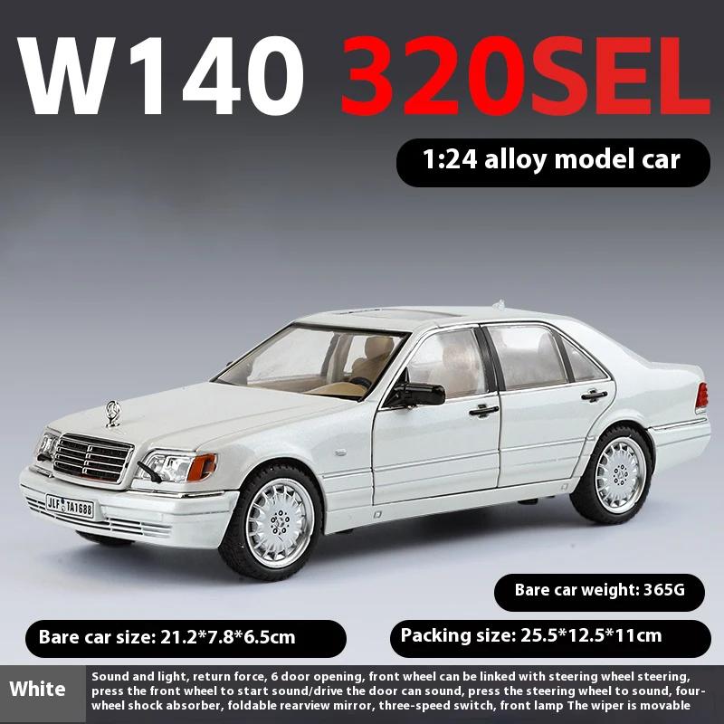 1:24 W140 320Sel Classic Limousine Alloy Diecast Model Car Sound And Light Collection Hobbies Decorations Present