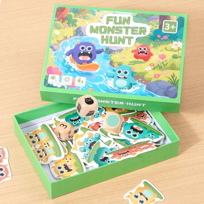 Fun Monster Hunt Board Game Portable Memory Observation Board Game Set Montessori Color Shape Matching Game Colorful Monsters