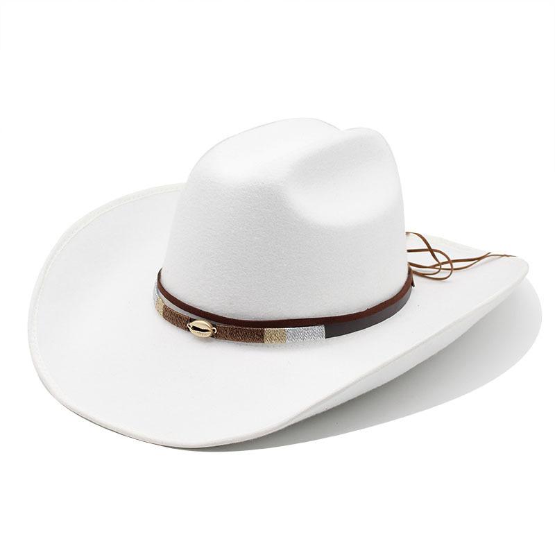 Big Brim Hemmed Denim Woolen Hat Western Cowboy Gift Hat Men'S And Women'S Couple Hat Ethnic Felt Hat