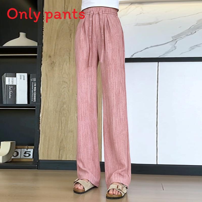 Womens High Waist Drawstring Wide Leg Pants With Polyester Fabric For Casual Summer Wear