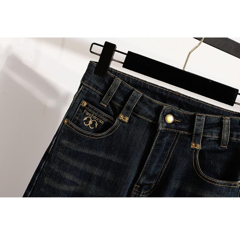 Dimanaf 2025 Podzimní dámské džíny nadměrné velikosti Denim Elastické Základní S vysokým pasem Oversize Módní kalhoty 5XL