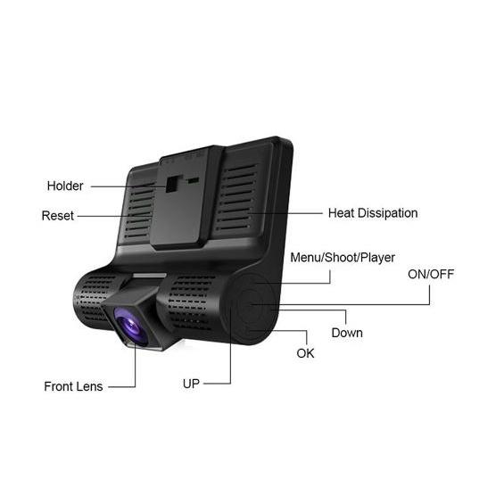 Ten-Year Warranty Dash Camera For Car Dashcam Front And Back With Night Vision 360 Reverse 3 Camera 1080p Hd 4.0 Inch