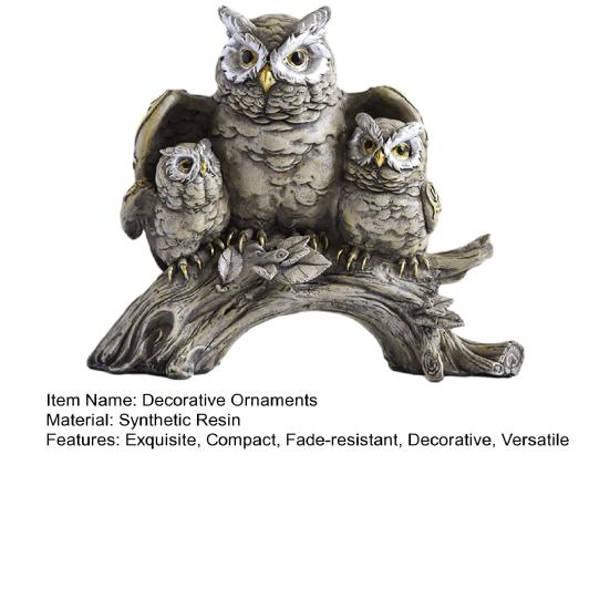 Figurines en résine Famille Chouettes, Statues d'Animaux sur Branche d'Arbre Rustique, Décoration Maison Style Campagne Américaine pour Salon Support TV Étagère Chambre, Unique