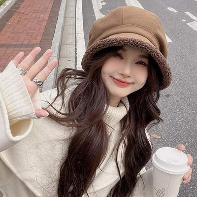 Women Thick Fisherman Hat, Winter Thick Velvet Warm Hat, Large Brim For Winter Warmth And Anti Separation, Ear Protection Decor