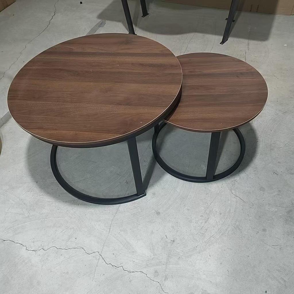 Compact Wrought Iron and Particleboard Coffee Table with Sintered Stone Surface