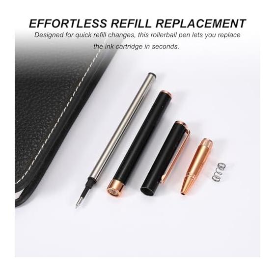 PATIKIL Luxury Metal Rollerball Pen, 0.5mm Black Ink, Premium Craftsmanship Gift for Men & Women, Office Signature Writing, Rose Gold, Lightweight