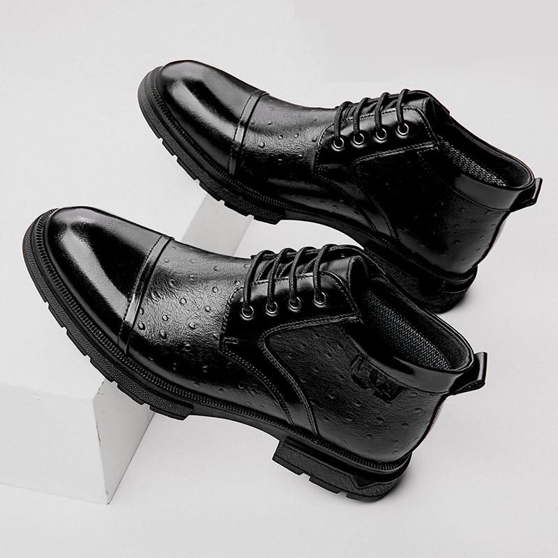 Fashion Luxury Brand Men Ankle Boots Genuine Leather Retro Lace Up Dress Boots Winter Platform Snow Boots Classic Business Walking Shoes