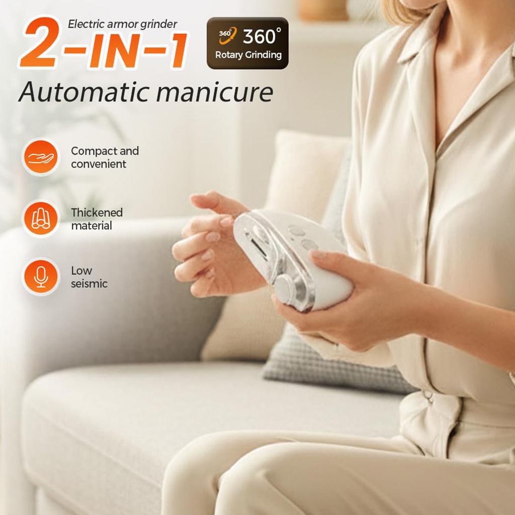 2-in-1 Elektrische Nagelschere, Einfach zu bedienen, Verbesserte elektrische Nagelfeile mit LED-Licht und 3 einstellbaren Geschwindigkeiten.