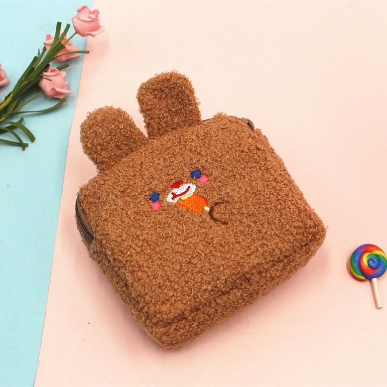 

Милая косметичка с изображением кролика, наушников, кабель для передачи данных, держатель для монет, денег, чехол, студентка, гигиеническая салфетка, сумка для хранения 13.5*13.5*4.5cm