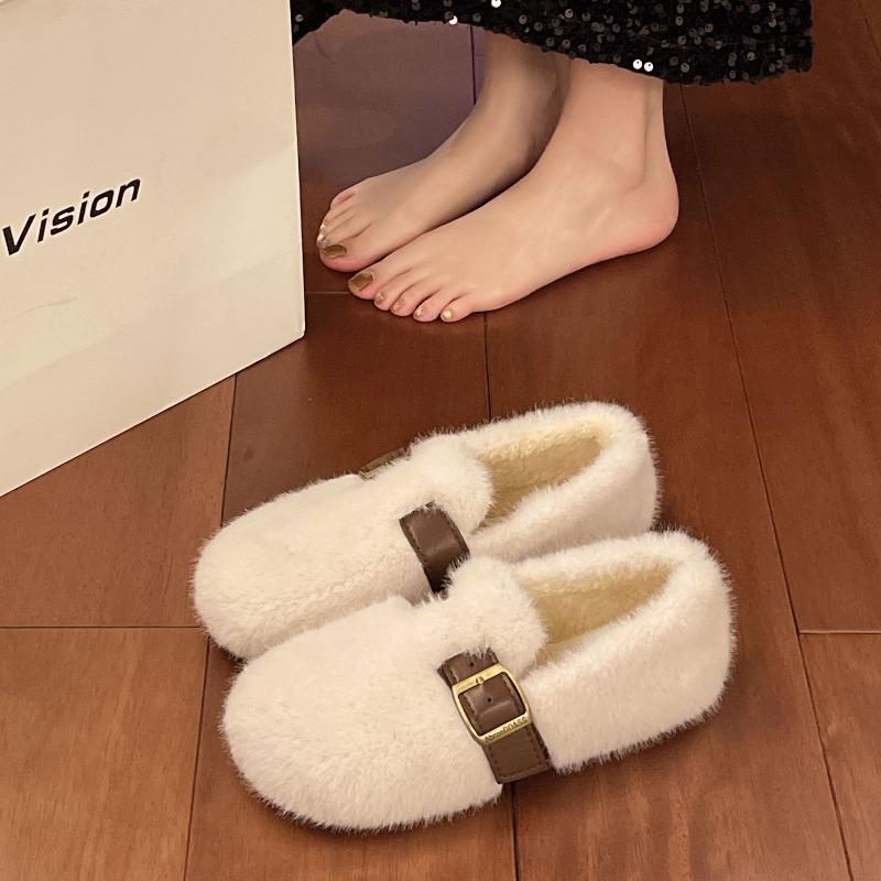 Wool shoes women s outerwear is a new autumn and winter one-legged plush Mary Jane Doudou single shoes and cotton shoes 40 3090₽