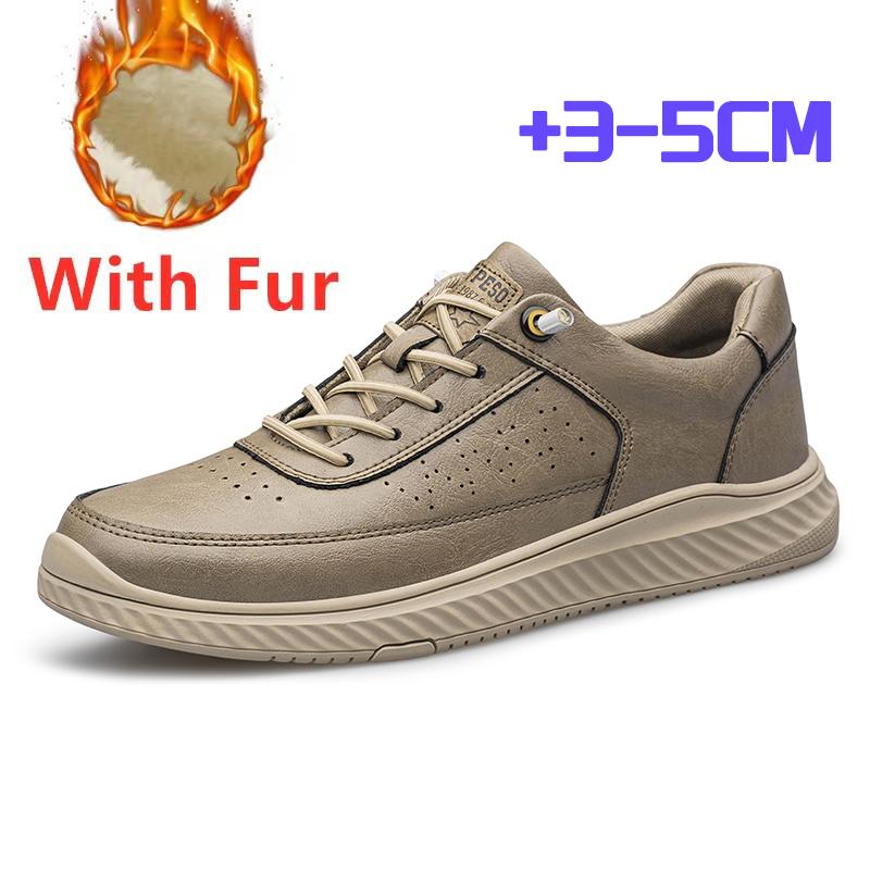 Fashion Classic Genuine Leather Men's Skateboarding Shoes Comfy Warm Snow Shoes Versatile Travel Sneakers Solid Color Man Sports Shoes