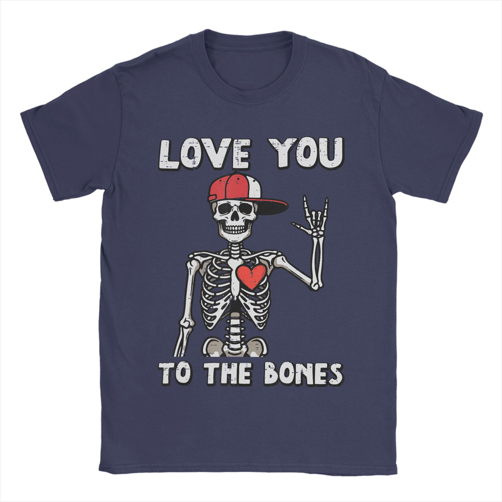 

Valentines Day Skeleton Love You Rocker T Shirt for Unisex Cotton Vintage TShirt Round Collar Tees Short Sleeve Clothing Gift Idea 4XL