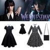 Addams Family Wednesday Cosplay Kostüm-Luxuriöses Schwarzes Kleid für Halloween Weihnachtsfeier