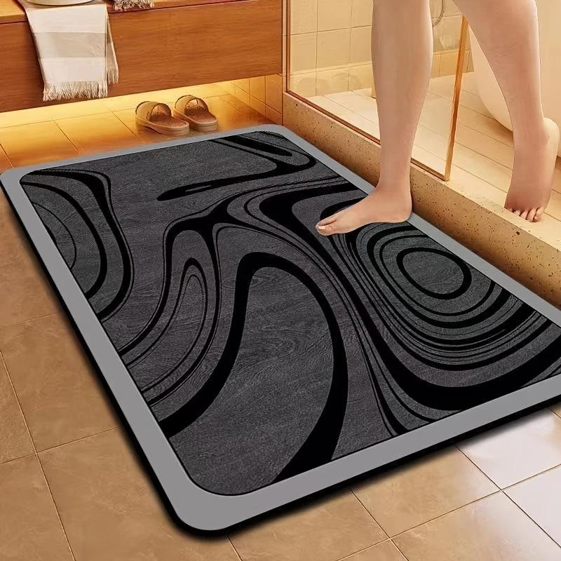 Geometric Solid Color Bathroom Floor Mat - Water-Absorbent, Dirt-Resistant Foot Pad for Sink and Toilet.