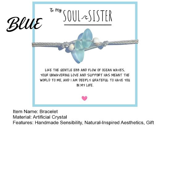 Blue And White Bead Bracelet Soul Sister Handmade Adjustable Ocean-Inspired