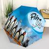 1 PC Automatic Folding Umbrella - Pingu Pattern Portable Foldable Design With 8 Ribs Christmas Birthday Gifts