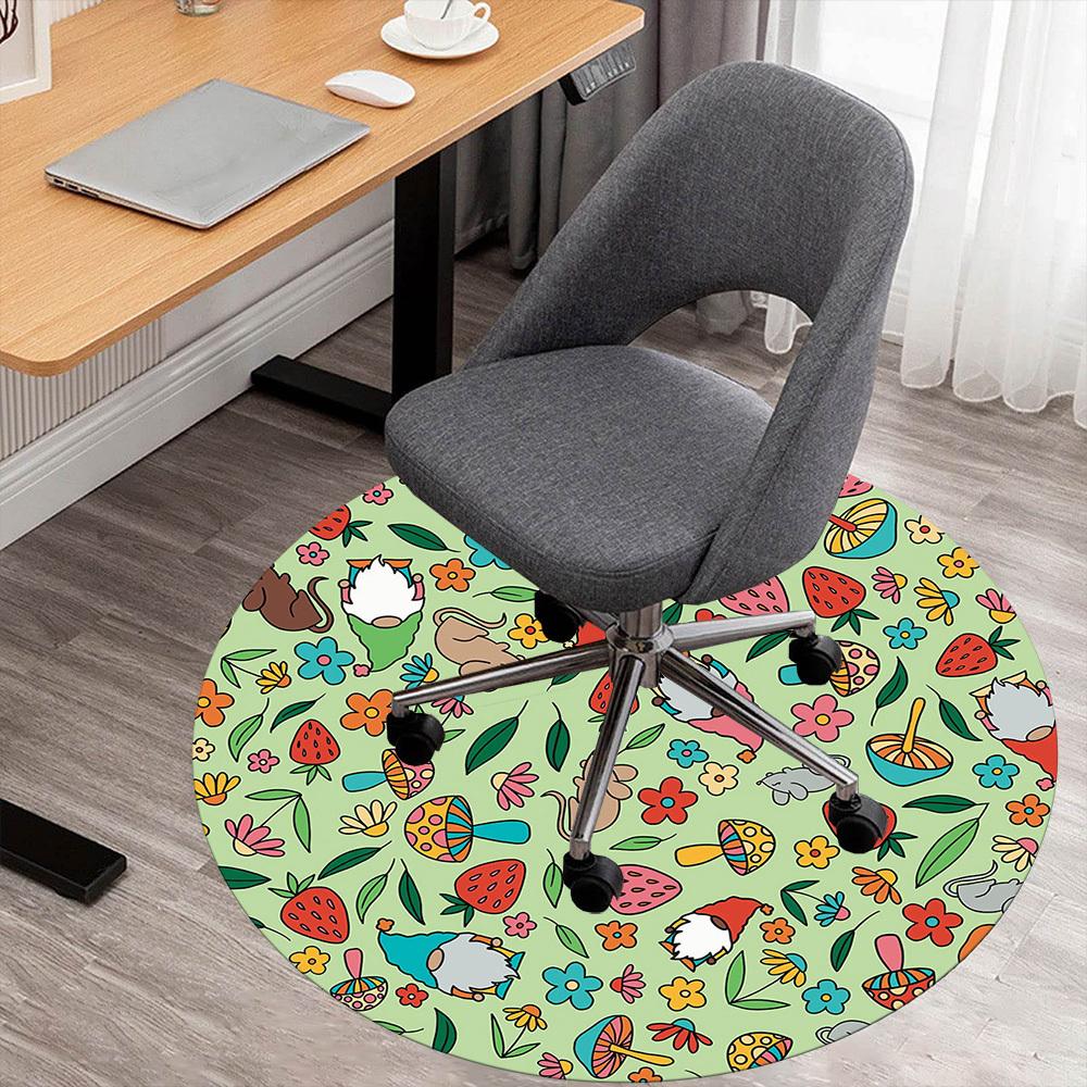 

1pc gnome flowers Round Chair mat Area Rug - Non-Slip, Floor Mat for Office, Bedroom, and Indoor Decor -1002104 80cm by 80cm