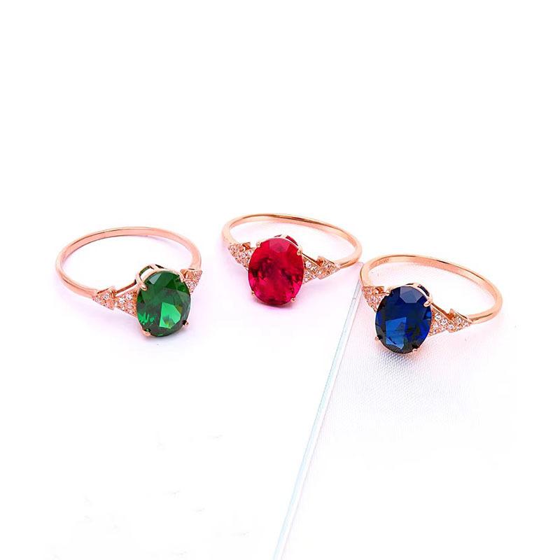 Russian 585 Purple Gold Red Stone Ring Fashion Luxury Oval Ring Rose Gold Plated Gemstone Ring